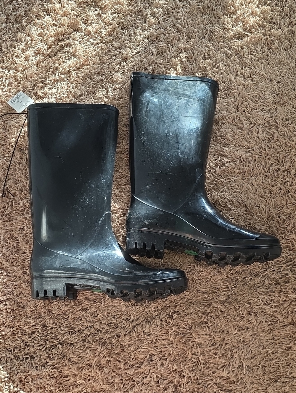 Women's Black Waterproof Rain Boots with Rugged Lug Sole